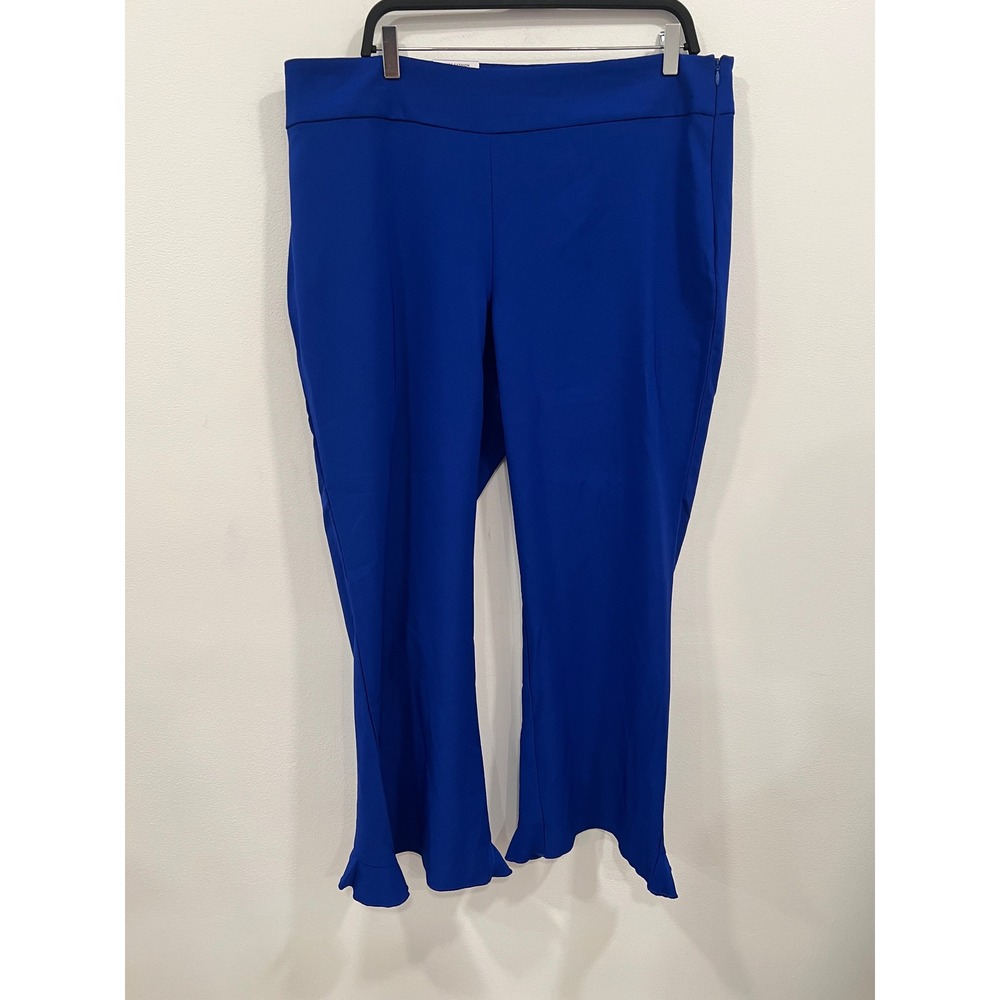 INC Capri Pants Skinny Leg Ruffle Hem Ankle Womens 18 Blue New Curvy Stretchy